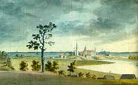 View of Krustpils town and castle in 1792